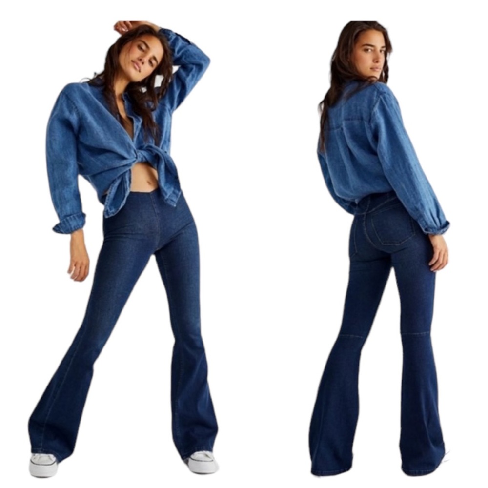 Free People Penny Pull On Flare Womens 27 Jeans Blue
